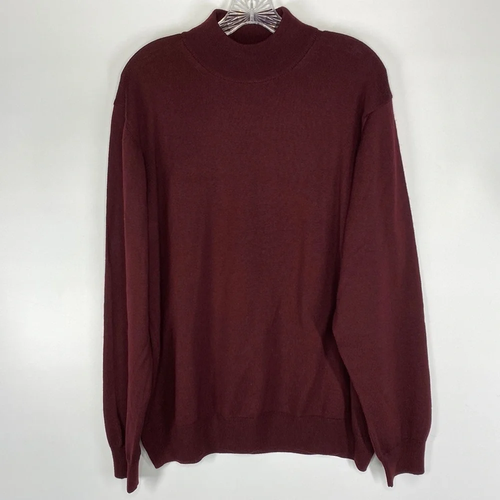 Black Brown 1826 Merino Wool Burgundy Turtleneck Sweater XL